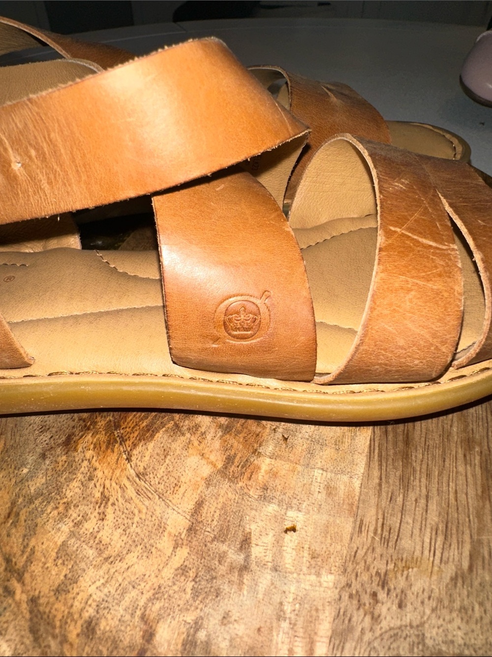 Born Cognac Leather Strappy Sandals - Picture 3 of 6